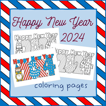 Preview of FREE Happy New Year 2024 Coloring Pages