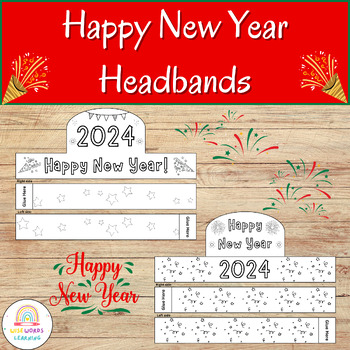Preview of 2024 Happy New Year Headbands, New Year Crowns Crafts, Color New Year Hats