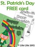 FREE  Happy St. Patrick's day coloring card English and Spanish