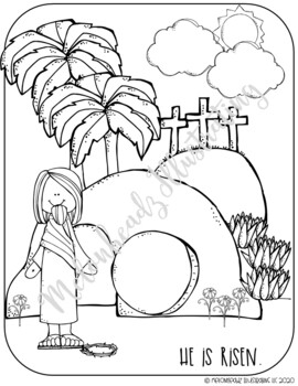 FREE He is risen coloring page - PRINTABLE - by Melonheadz Clipart