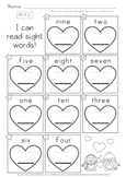 FREE Heart Number Words Worksheet