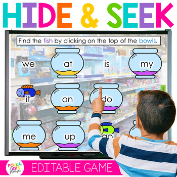 Preview of FREE Editable Sight Word and Phonics Practice Hide and Seek Digital Games