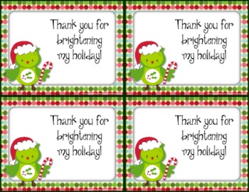 Preview of FREE Holiday Christmas Thank You Cards (also in Spanish)