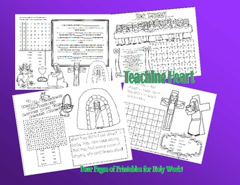 Preview of FREE Holy Thursday, Good Friday, Easter Sunday Activity Sheets!
