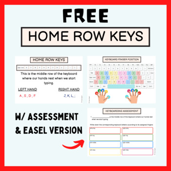 Preview of FREE Home Row Keys Unplugged- Lesson 1 Introduction with Assessment
