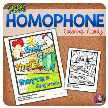 Preview of Homophones Coloring Activity - FREE (They're, Their, There)
