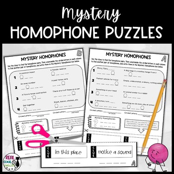 Preview of Homophone Worksheet - Fun Puzzle with Clues Homophone Practice Activity