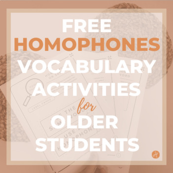 Preview of FREE Homophones Word Retrieval/Vocabulary Activities Middle School High School