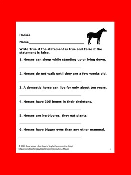 free horses printable worksheet distance learning school or at home