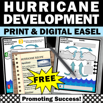 Preview of FREE Weather Hurricanes Worksheets 4th 5th Grade Science Centers Digital Easel