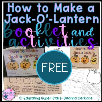 Preview of FREE-How to Make a Jack O' Lantern Mini Booklet and Activities