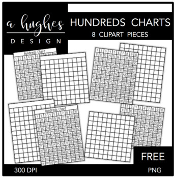 Preview of FREE Hundreds Charts Clipart