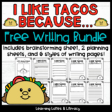 FREE I Like Tacos Because Writing Pages Dragons and Tacos 