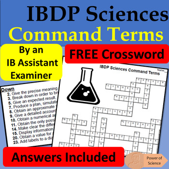 Preview of FREE IB Diploma Sciences Command Terms Crossword - Biology - Chemistry - Physics