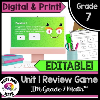 Preview of FREE IM Grade 7 Math™ Unit 1 Review Game | Scale Copies Build A Buddy