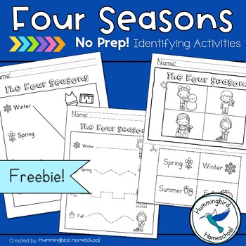 Preview of FREE! Identifying Seasons: Activities & Coloring Printable for Preschool Kinder