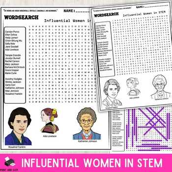 Preview of FREE Influential Women in STEM | Women’s History Month Worksheets |word search..