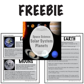 Preview of FREE: Info Cards: Space Science – Solar System – Earth