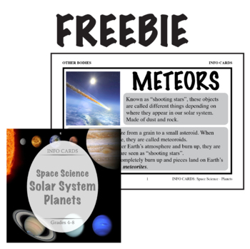 Preview of FREE: Info Cards: Space Science – Solar System – Meteors