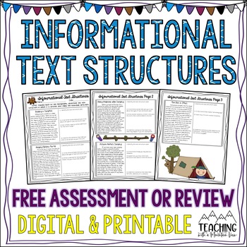 FREE Informational Text Structures Assessment by Teaching With a