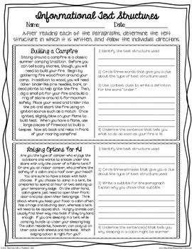 FREE Informational Text Structures Assessment by Teaching With a