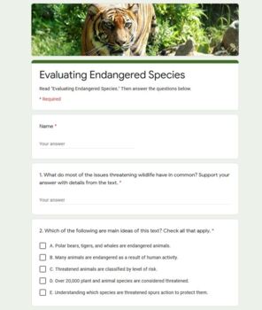essay questions for endangered species