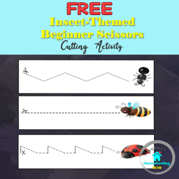 Preview of FREE Insect-Themed Beginner Scissors Cutting Activity