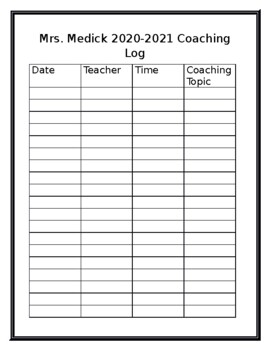 Preview of FREE Instructional Coaching Log (Editable)