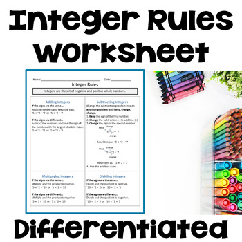 Preview of FREE Integer Rules Worksheet