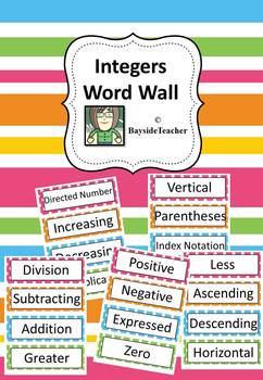 Preview of FREE Integers Word Wall - 20 Words