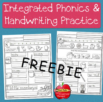 Preview of FREE ~ Integrated Handwriting & Phonics  Practice: Kindergaten & 1st