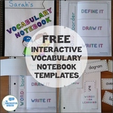 FREE Interactive Vocabulary Notebook Templates