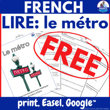 Preview of FREE Intermediate French Subway Reading Comprehension & Questions le métro