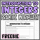 Introduction to Integers | Worksheet or Practice