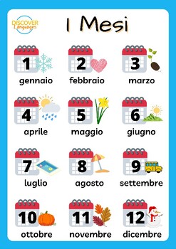 Preview of FREE Italian Worksheet & Poster - Months of the Year - I Mesi