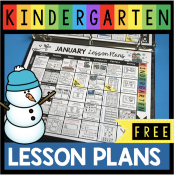 Preview of FREE January Lesson Plans for Kindergarten - Curriculum Map - Homeschool
