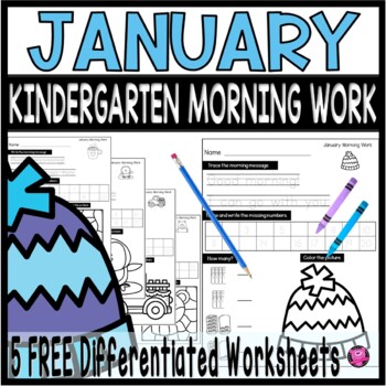 Preview of FREE January PreK and Kindergarten Morning Work - Winter Worksheets