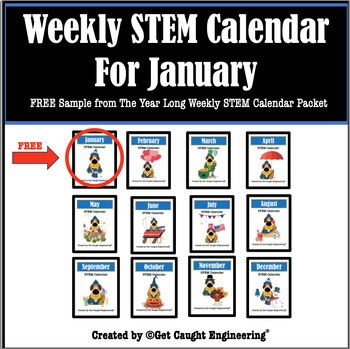 Preview of FREE January STEM Calendar
