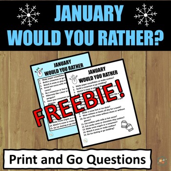 Preview of FREE January Would You Rather Questions