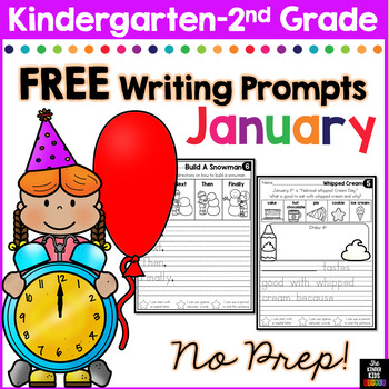 Preview of FREE January Writing Prompts for Kindergarten to Second Grade