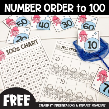 Preview of FREE Jellyfish Math Center | Counting, Ordering and Writing Numbers to 100