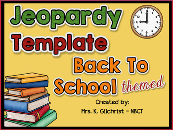 Preview of (FREE) Jeopardy Template Back to School Theme