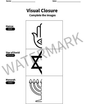 Preview of FREE Jewish Visual Closure Worksheet