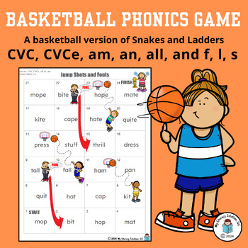 Preview of FREE Jump Shots and Fouls Game (Snakes & Ladders) - CVC, CVCe, fls,-all,-an,-all