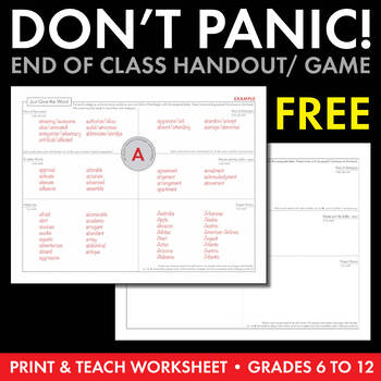 FREE â€œJust Give the Wordâ€ Worksheet/Team Activity/Game, Print-and-Teach Fun