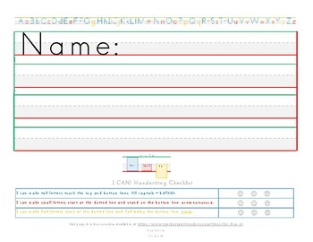 Preview of FREE- K-1st Grade I CAN Handwriting Checklist and Adaptive Lines