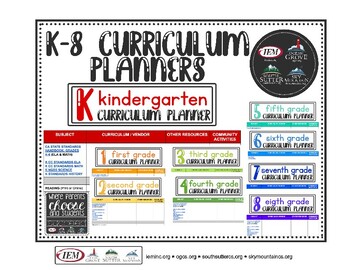Preview of FREE K-8 Curriculum Planners (Great for homeschooling!)