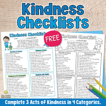 Preview of FREE KINDNESS ACTIVITY Challenge: Student Completion Checklist - Build Character
