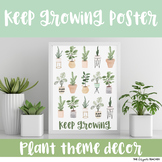 FREE Keep Growing Plant Theme Decor Growth Mindset Poster