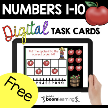 Preview of FREE Kindergarten Boom Cards™ - Apples Back to School - Math Ordering Numbers